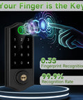Fingerprint Smart Door Lock Set With App Control And Keyless Entry Bluetooth Touchscreen Keypad Deadbolt Auto Lock