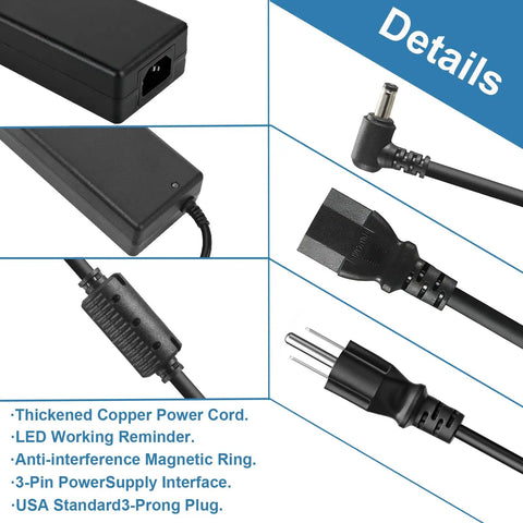 24V 8A DC Power Supply Adapter Kit With 192W Output details showing connectors and features