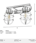 Starklake 2 Light Chrome Vanity Light With Dimmable Glass Cage For Bedroom Kitchen Foyer And Bathroom Compact Fixture Modern Caged Style