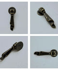 Four views of vintage twisted ribbon cabinet pull set, antique bronze single hole drawer pulls for kitchen cabinets, dressers, wardrobes.