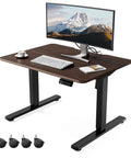 Electric Standing Desk Lifts Adjustable Height From 18.9 To 29.5 Inches With Lockable Wheels And Smooth Motor For Home Office Ergonomic Computer Desk Setup Easy One Touch Control with monitor and keyboard.