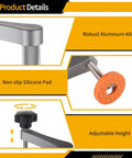 Two Pack Aluminum Bench Dog Clamps For Three Quarter Inch Dog Holes with hand knob adjustment and non-slip silicone pad