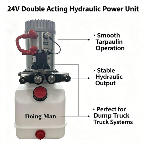 Doing Man Portable Hydraulic Power Unit With Plastic Oil Tank Industrial Pump Station Stable Continuous Pressure For Auto Lift And Lifting Equipment Reliable Precision Valve Set With Standard Threads, 24V double acting unit with smooth operation for dump trucks.