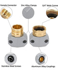 Rock Solid Garden Hose Repair Kit For 5/8 And 3/4 Inch Ends With Heavy Duty Aluminum Fittings And Zinc Clamps To Fix Leaks Fast On Taps Sprinklers And Outdoor Water Connections Like A Pro Now, 3/4 connectors