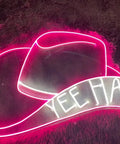 Cowboy Beer Neon Sign LED Tube Light For Bar Home Pub Cafe Decor 17 Inch Handmade Neon Lights Wall Art For Bedroom Office Hotel Recreation Room Party Mood With Lit Glow Energy Efficient Tubes Easy Mount featuring Yee Haw pink cowboy hat design.