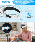 Head Magnifier With LED Light For DIYers Up To 6X Magnification With 5 Interchangeable Lenses assembly and comfortable use by woman sewing.