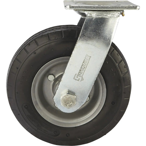 Badass 8 Inch Swivel Caster Wheel With Flat Free Rubber Foam Core And Deep Sawtooth Tread Built Tough For Heavy Utility Gear Rolling Smooth Up To 250 Lb Capacity