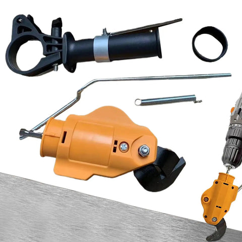 Heavy Duty Metal Shears Drill Attachment For Efficient Jam-Free Cutting S60 Steel Electric Tool Kit parts shown on surface