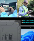 Heavy Duty 10.1 Inch Windows 11 Pro Rugged Tablet With 8GB Ram And 128GB Storage, showing 5MP front and 8MP rear cameras.