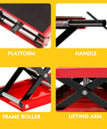 Heavy Duty 1100 Lb Motorcycle Lift Jack With Adjustable Height From 3.25 To 13.25 Inches Scissor Steel Stand features