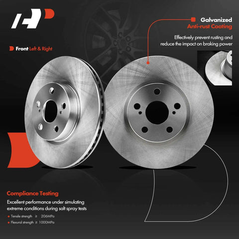 Front Disc Brake Rotors And Ceramic Pads Kit For Select Pontiac Vibe 2009 2010 Scion xD 2008 2014 Toyota Corolla 2009 2019 Matrix 2009 2014 Ten Point Eight Three Inch Rotors with anti-rust coating