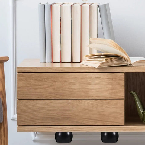 Solid Wood Furniture Legs Replacement 6 Piece Bun Style Couch Feet For Sofa And Coffee Table shown under a wooden shelf