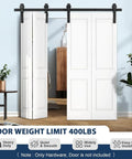52 Inch Barn Door Track Sliding Kit With Side Mounted Black Rollers For Bifold Doors Up To 400 Lbs Smooth And Quiet Operation