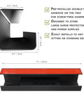 Under Desk Cable Management Tray Set Of 2 With Self Adhesive Installation No Screw Cord Organizer For Clean Desk Look Black Slim Cable Tray To Hide Wires And Tidy Your Workspace showing dimensions and adhesive backing