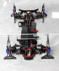 Setup Gauge for One Tenth Scale RC Cars With Suspension and Steering Adjustment Camber Toe and Slip Angle Tool for Precision Tuning Alignment Drifting Drift Ready and Racing Performance shown with RC car chassis