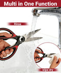 Workhorse Heavy Duty Kitchen Shears Set Of 2 With Seafood Scissors Stainless Steel Sharp Food Cutting Scissors For Meat Bones Fish Poultry Vegetables And Dishwasher Safe rinsed under faucet