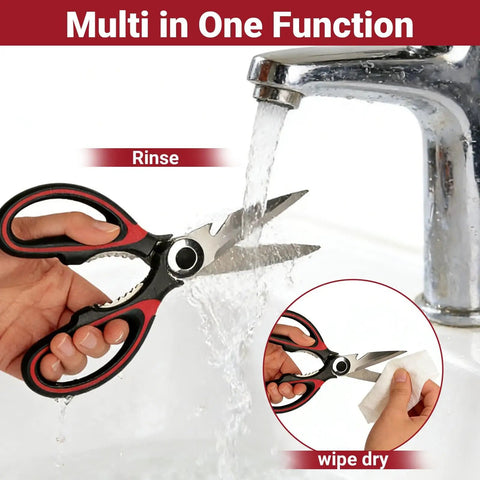 Workhorse Heavy Duty Kitchen Shears Set Of 2 With Seafood Scissors Stainless Steel Sharp Food Cutting Scissors For Meat Bones Fish Poultry Vegetables And Dishwasher Safe rinsed under faucet