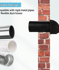 Heavy-Duty 4-Inch Dryer Vent Cover With Screen And Damper, 14 Gauge Steel Outdoor Vent Cap Black mounted on brick wall