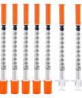 One Milliliter Syringes With 31G 5/16 Inch Needle 30 Pack Individually Wrapped For Lab Use No Fuss Easy One Handed Operation And Airtight Plunger With Clear Measurement Scale Disposable Medical Supplies, 1ml syringes shown