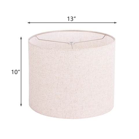 DIY Linen Drum Lamp Shade 13 Inch Top 13 Inch Bottom 10 Inch High Easy To Set Up For Table Lamp Bedside Lamp And Floor Lamp Fabric Replacement Lampshade With Spider Fitter Classic Modern Style, showing measurements.