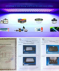 Built Tough 5600W Led UV Cure Light For 3D Resin And Gel Polish Cool Beam Tech Zero Heat Stress Legit Quick Dry Workhorse Ultraviolet Lamp For Inks And DIY Crafts with tools and certification images.