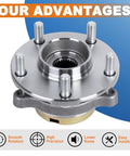 Front Wheel Hub Bearing Assembly Pair For 2007-2012 Nissan Altima 2.5L 4-Cylinder With ABS Sensor, 5 Lug, 4-Bolt Flange