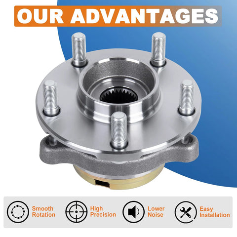 Front Wheel Hub Bearing Assembly Pair For 2007-2012 Nissan Altima 2.5L 4-Cylinder With ABS Sensor, 5 Lug, 4-Bolt Flange
