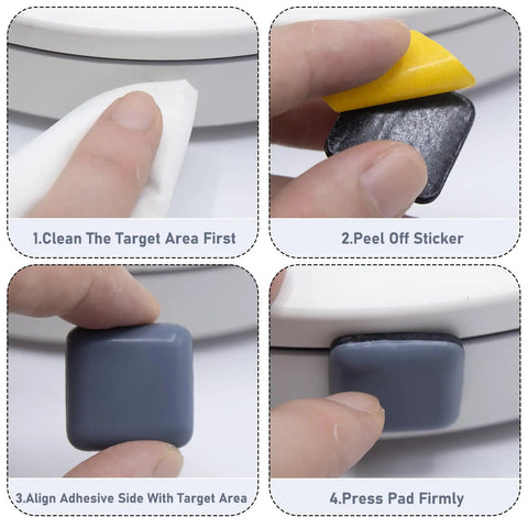 Step-by-step installation of 20 Pack 1 Inch Square Furniture Sliders With Self Adhesive PTFE Glide Pads on furniture