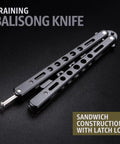 Black Stainless Steel Balisong Trainer With Safe Unsharpened Blade And Sure Spring Latch Fully Dull Practice Knife
