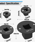 Premium Low Profile Heavy Duty Socket Adapter Set With Magnetized Ratcheting Wrench Extenders For Tight Spaces And Confined Engine Bays Perfect For Serious Repair Jobs On Your Ride. Product specification chart showing four adapter sizes with measurements.