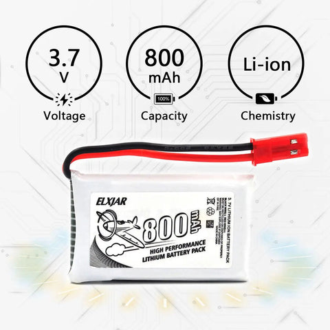 10-Pack 3.7V 800mAh Lithium Battery With Beefed-Up 5-In-1 Charger For SYMA X5C X5C-1 X5SC X5SW H5C and JJRC H5C