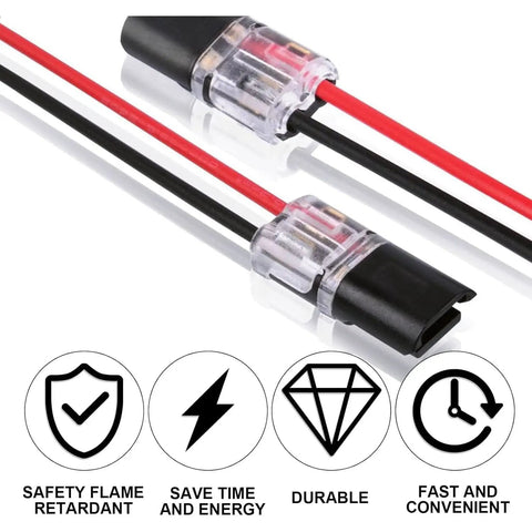 Double Wire Plug In Connector With Locking Buckle No Tools Needed Quick Clip Fasteners For Strip Lights DIY Projects