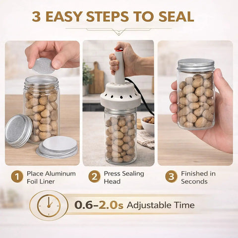 Steps showing use of 20 To 130mm Induction Heat Sealer Portable Handheld Bottle Cap Sealing Machine For Plastic And Glass Bottles 110V
