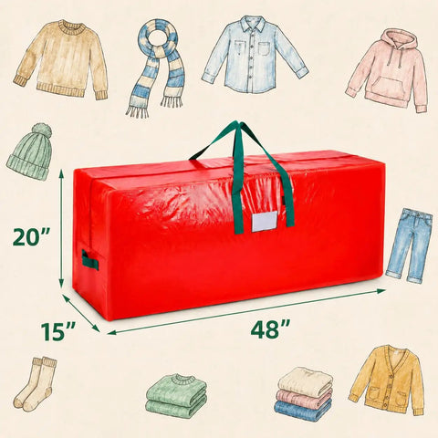 Large red Christmas Tree Storage Bag Fits Up To Seven And A Half Foot Tree Zippered With Carry Handles Heavy Duty Durable