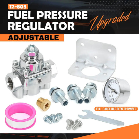Adjustable Fuel Pressure Regulator With Gauge For Holley And Edelbrock Carburetors Dial In 4.5 To 9 PSI 3/8 NPT 1 In 2 Out Easy Fine-Tune