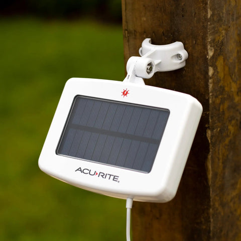 Solar Power Pack For Weather Sensors Iris Atlas Optimus Eliminates Battery Swaps With Solar Charging on wooden post