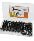 15 Sets 1/4-20 Wing Head Screws Bolts And Wing Nuts Kit With Butterfly Screws, Hand Tighten For Easy Grips, Black Zinc Plated Hardware Fastening Assortment In Clear Plastic Box