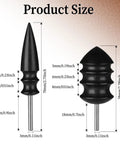 Hella Smooth Rotary Leather Burnisher Bits Set With Multi Groove Polishing Heads For Precision Edge Shaping On Wood And Leather Providing A Sweet Finish For Your Top Shelf Crafting Projects showing size measurements and shapes