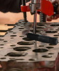 Hydraulic Hole Punch Draw Rod With Lock Cap For Hole Punch Driver Kit setup on metal sheet, illustrating steel pull rod in action.