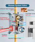 Slick Polished Chrome Tub And Shower Faucet Set With 8 Inch Rain Shower Head and Wall Mounted Rough In Valve with Trim Kit