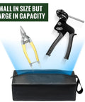 Heavy Duty Zip Tie Gun Kit With Industrial Scissors, Tensioner And Cutter For Electrical Work shown with bag