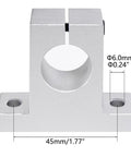 SK20 Linear Motion Rod Supports Set, Aluminum Rail Shaft Guide Clamp for 20mm Diameter Shaft, 45mm base, 6mm holes