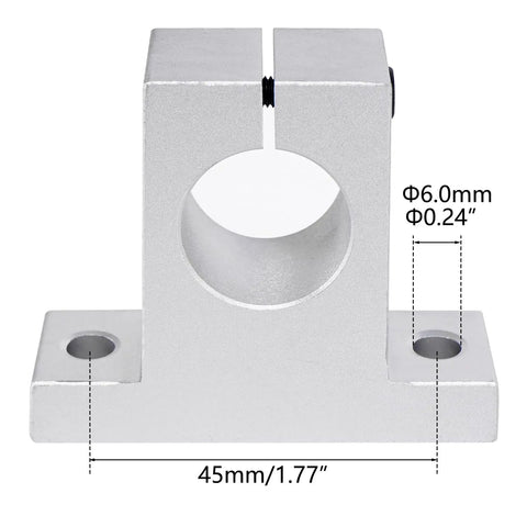 SK20 Linear Motion Rod Supports Set, Aluminum Rail Shaft Guide Clamp for 20mm Diameter Shaft, 45mm base, 6mm holes