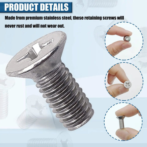Close-up of 8 Pack Tough As Nails Stainless Steel Brake Disc Rotor Screw, demonstrating rust-proof design for vehicle calipers.