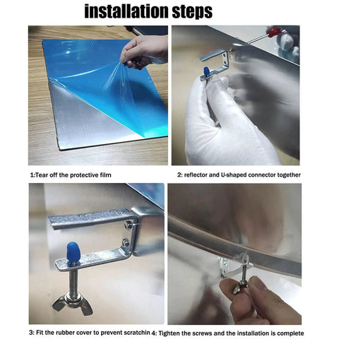Installation steps for Patio Heater Reflector Shield For Outdoor Propane Heaters And Indoor Heat Lamps, stainless steel