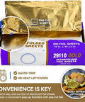 Heavy Duty Aluminum Foil Sheets 12 Inch Pop Up 200 Count Pre Cut For Restaurants And Home Kitchens with open package view
