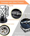 Retro Black Industrial Semi Flush Mount Ceiling Light Fixture E26 E27 Cage Style For Porch Hallway Kitchen Farmhouse Lighting 6 Pack Durable Metal Construction Long Lasting Black Finish Easy Install comparison with competitor