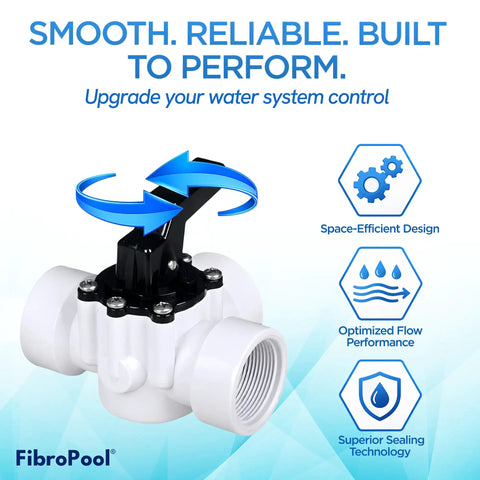 Three Way Pool Diverter Valve With Rotating Handle, 1.5 Inch ABS, Direct Or Redirect Water Flow, Universal 1.5 In Ports, Easy Fit For Inground And Aboveground Pool Systems, Pool Filtration Equipment, white threaded valve