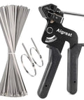 Heavy Duty Metal Tie Wrap Gun Kit With 200 Stainless Steel Cable Ties 4.6x270mm Adjustable Tensioning And Cutting Tool