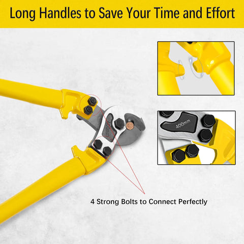 Heavy Duty 18 Inch Cable Cutter With Long Handle Hardened Carbon Steel Head Perfect For Aluminum Cable Copper Wire Close-Up